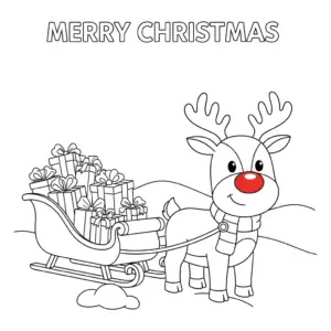圣诞节麋鹿圣诞树童填色图 Santa Claus coloring page for kids