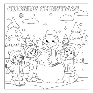 圣诞节雪人圣诞树童填色图 Santa Claus coloring page for kids