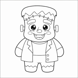 万圣节儿童科学怪人填色图 Halloween pumpkin coloring page for kids