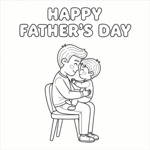 Dad lovingly holding his child in a warm hug