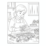 Mother wrapping zongzi for Duanwu Festival - kids coloring page