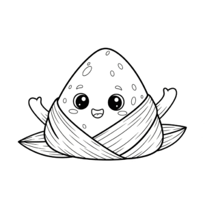 Zongzi rice dumpling coloring page for kids - Duanwu Festival