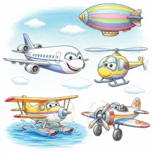 Free printable coloring pages of airplanes, helicopters, and air vehicles for kids