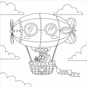 飞艇儿童图 Blimp coloring page