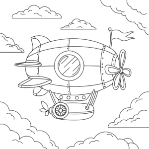飞艇儿童图 Blimp coloring page