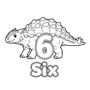 Number 6 Ankylosaurus coloring activity for kids