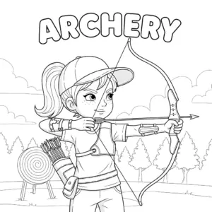 Archer in full gear aiming bows at targets during a competition