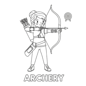 Archer in full gear aiming bows at targets during a competition