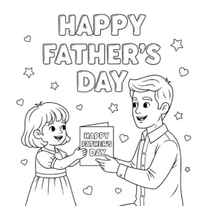 Child giving a handmade Father’s Day card to dad