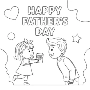 Child giving a handmade Father’s Day card to dad