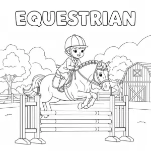 Kid jumping horse over obstacle in riding gear | 儿童穿马术装备骑马跨栏