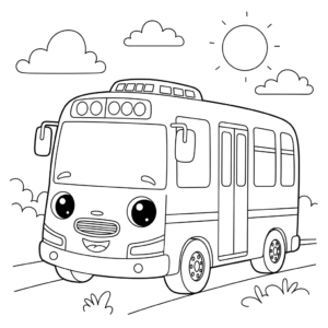 公交车填色图 Bus coloring sheet