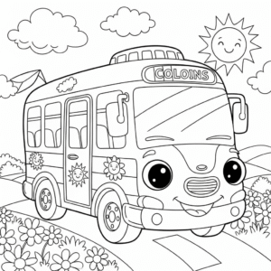 公交车填色图 Bus coloring sheet