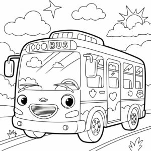 公交车填色图 Bus coloring sheet