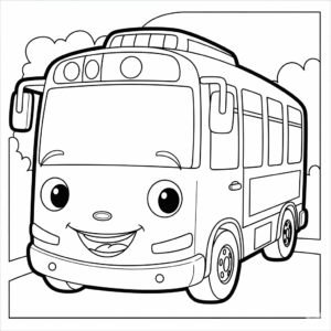 公交车填色图 Bus coloring sheet