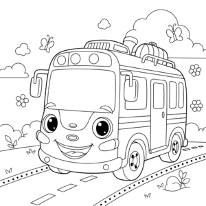 公交车填色图 Bus coloring sheet