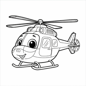 儿童直升机填色图 Helicopter coloring page for kids