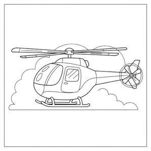儿童直升机填色图 Helicopter coloring page for kids
