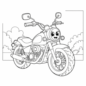摩托车填色图 Motorcycle coloring sheet