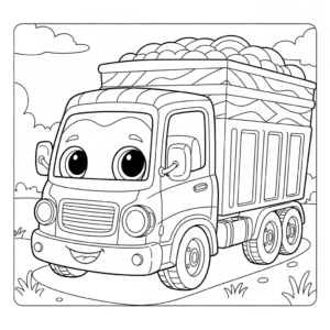 卡车填色图 Truck coloring sheet