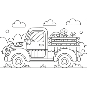 卡车填色图 Truck coloring sheet