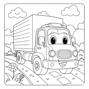 卡车填色图 Truck coloring sheet