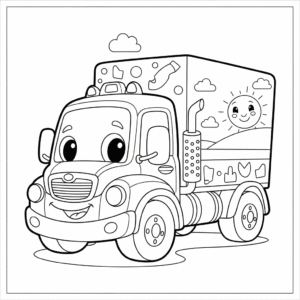 卡车填色图 Truck coloring sheet
