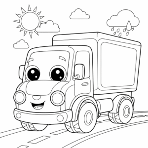 卡车填色图 Truck coloring sheet