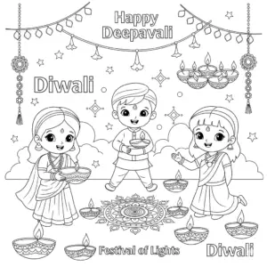 Boy and girl in Indian attire dancing with joy for Deepavali小朋友跳舞庆祝屠妖节