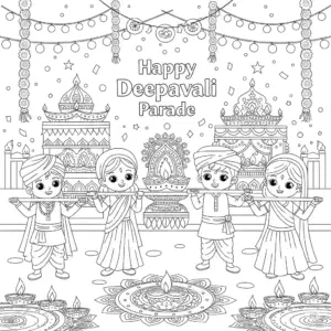 Boy and girl in Indian attire parade with joy for Deepavali小朋友游行庆祝屠妖节