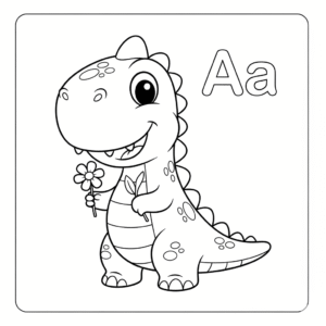 可爱恐龙字母a涂色图 Dinosaur A coloring sheet