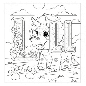 可爱恐龙字母L涂色图 Dinosaur l coloring sheet