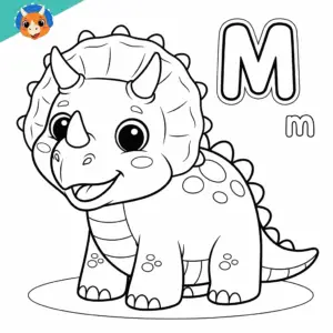 Dinosaur alphabet M coloring sheet