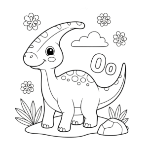可爱恐龙字母O涂色图 Dinosaur o coloring sheet
