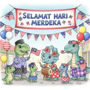 Dinosaurs celebrate Hari Merdeka