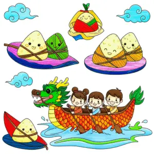 🐉 端午节主题填色图 | Dragon Boat Festival Coloring Pages