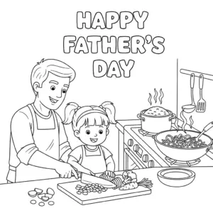 Dad showing daughter how to cut vegetables