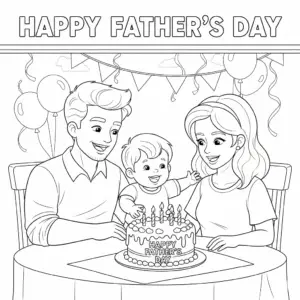 Family eating cake together on Father’s Day