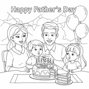 Family eating cake together on Father’s Day