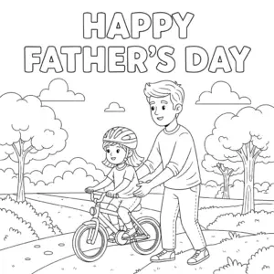 Dad teaching his daughter how to ride a bicycle