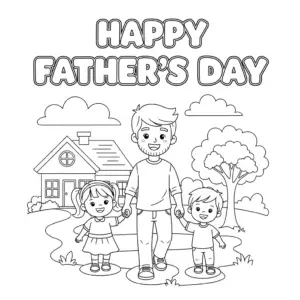 Father walking with his son and daughter hand in hand