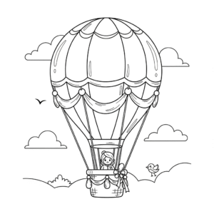 Hot air balloon coloring page for kids. 儿童热气球填色图。