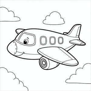 喷气式飞机儿童填色图 Jet airplane printable coloring page