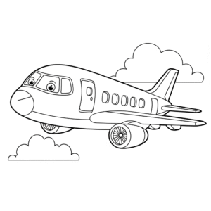 喷气式飞机儿童填色图 Jet airplane printable coloring page