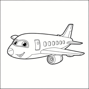 喷气式飞机儿童填色图 Jet airplane printable coloring page