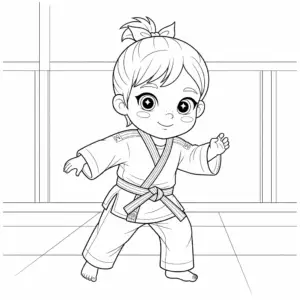 Warming up for Judo practice, coloring page, 柔道热身运动