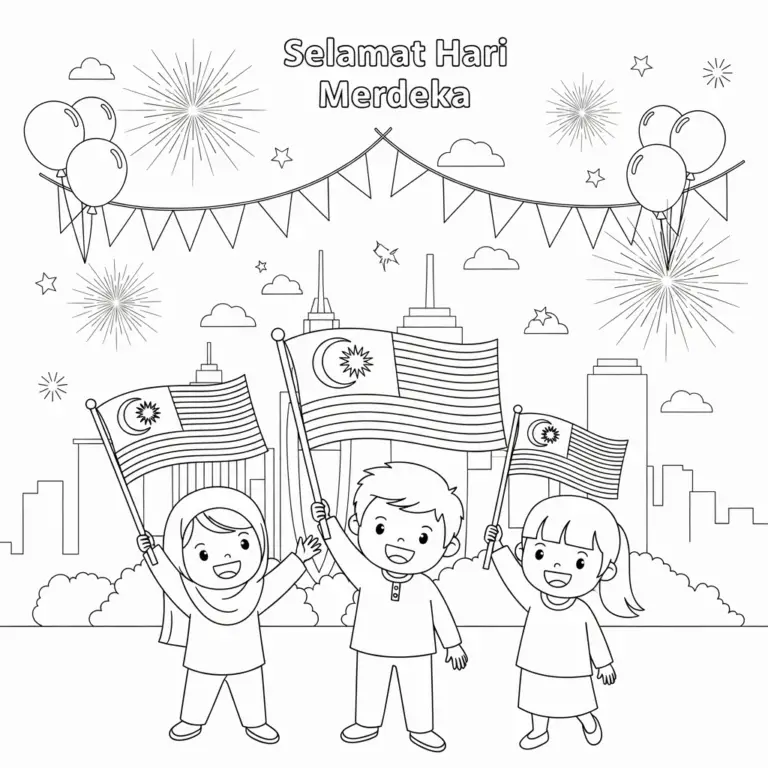 Free Printable Malaysia National Day Coloring Pages | Jalur Gemilang ...