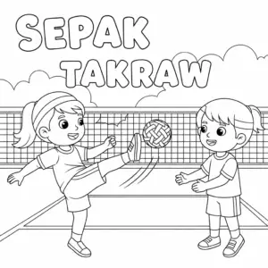 Children practicing sepaktakraw with a ball on an outdoor court小朋友练习藤球