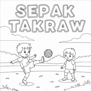 Children practicing sepaktakraw with a ball on an outdoor court小朋友练习藤球
