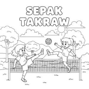 Children practicing sepaktakraw with a ball on an outdoor court小朋友练习藤球
